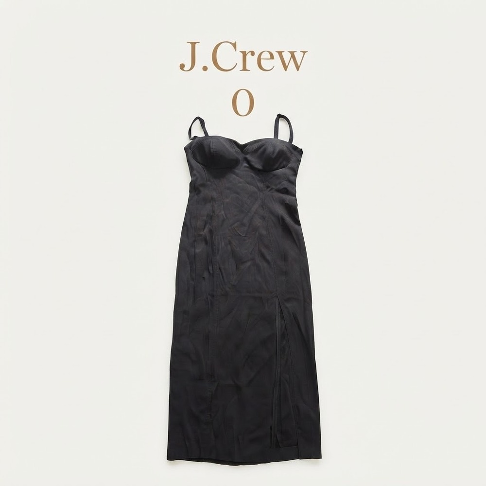 J.Crew Collection Bustier Midi Dress Corset Seamed Black Size 0